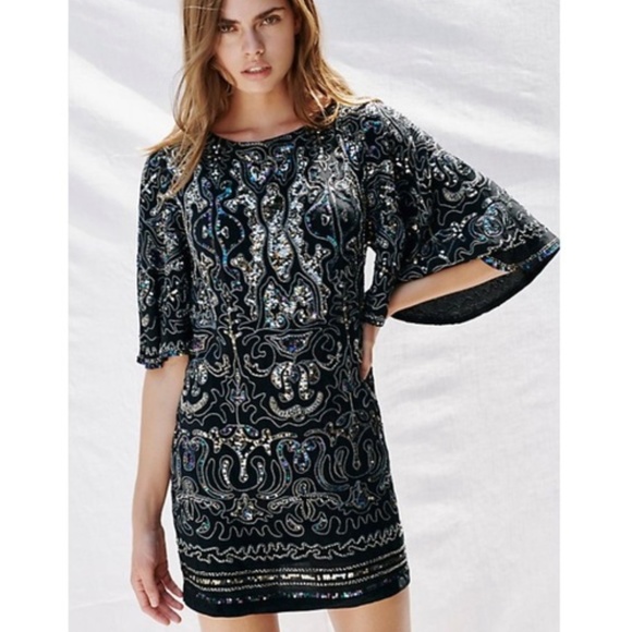 Free People Bali Light My Fire Sequin Black Dress - Picture 4 of 13